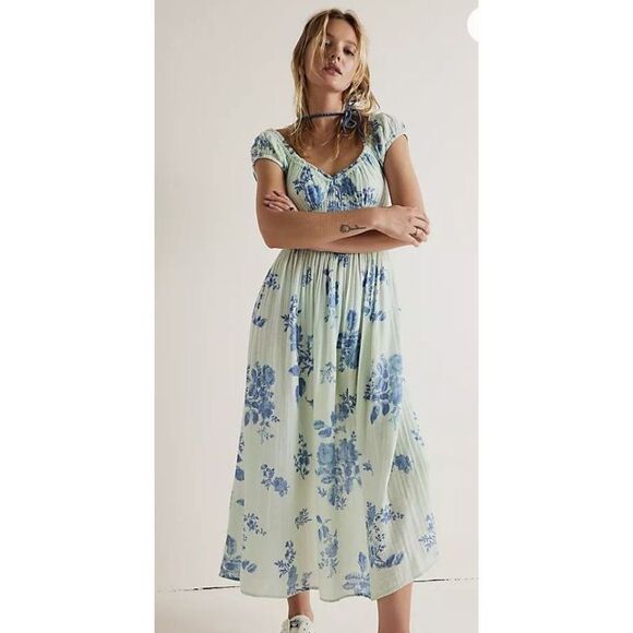 Free People Forget Me Not Midi Dress Size L - Picture 1 of 9